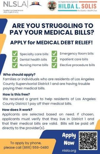 Flyer for debt relief program for District 1