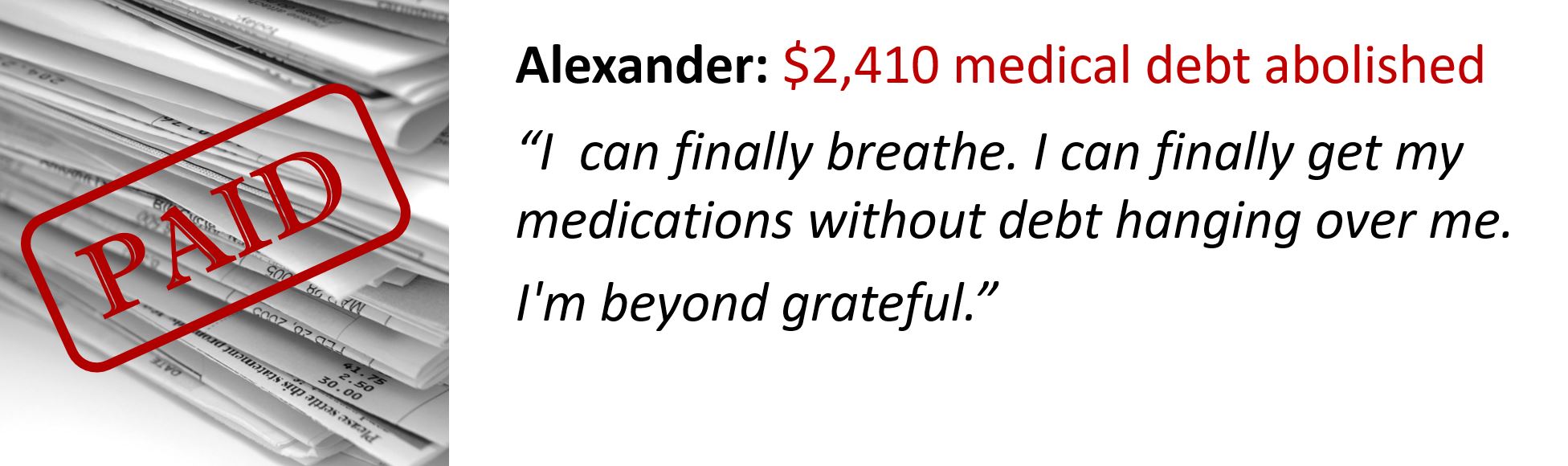 Alexander, LA County resident Medical debt